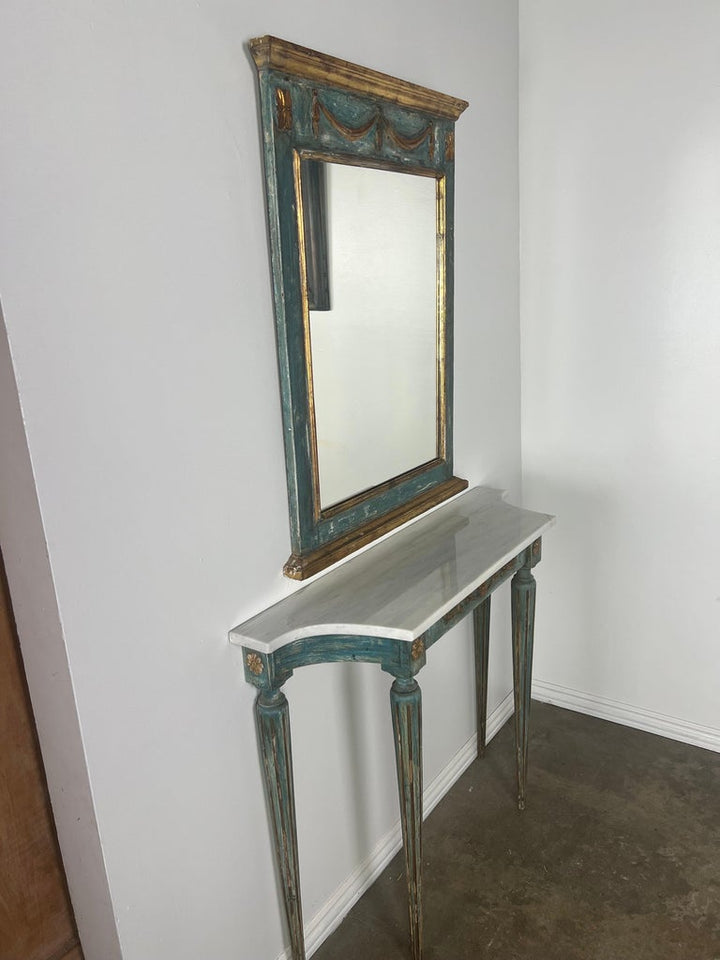 1930’s Italian Painted & Parcel Gilt Console and Mirror