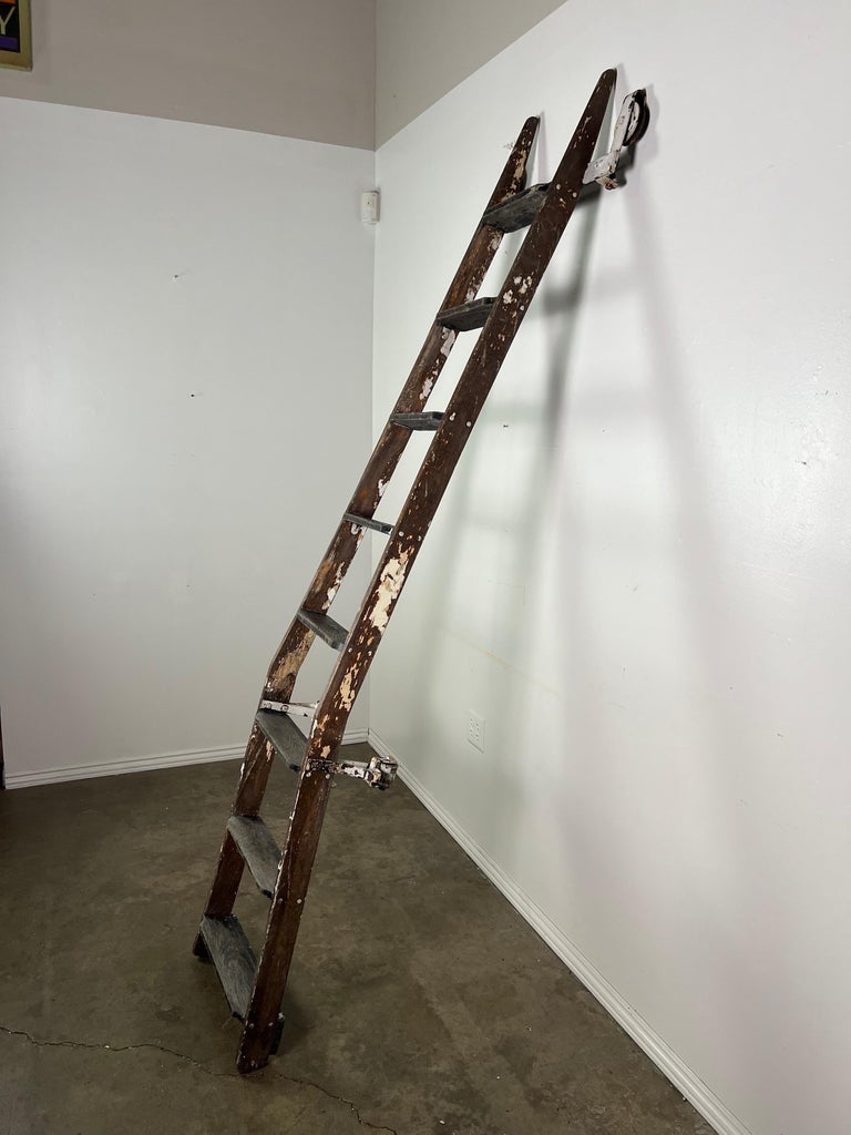 Antique Library Ladder with Great Patina