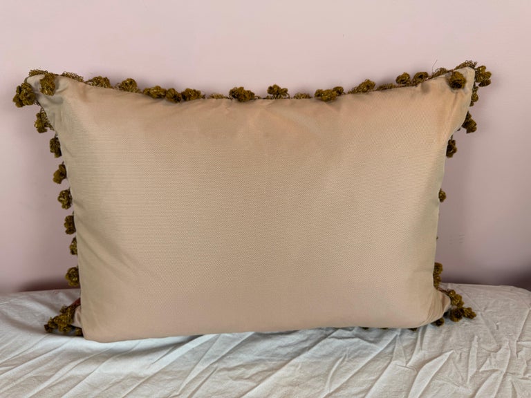 19th C. Metallic Embroidered Pillow by MLA