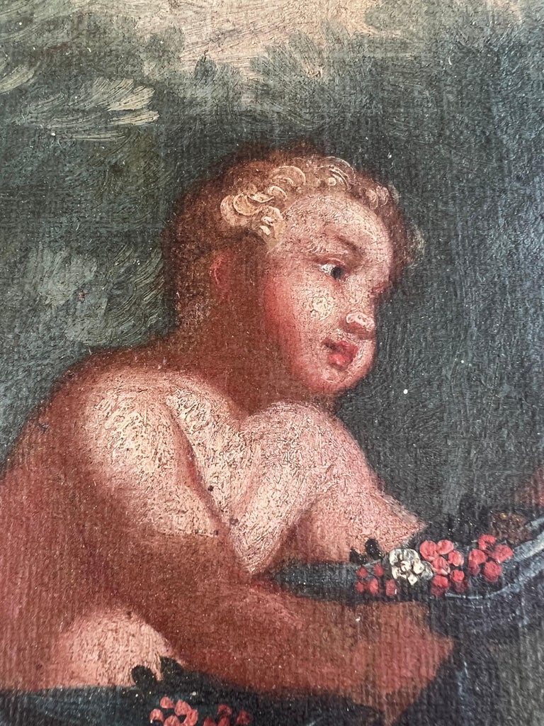 19th C. Italian Oil on Canvas w/ Cherubs