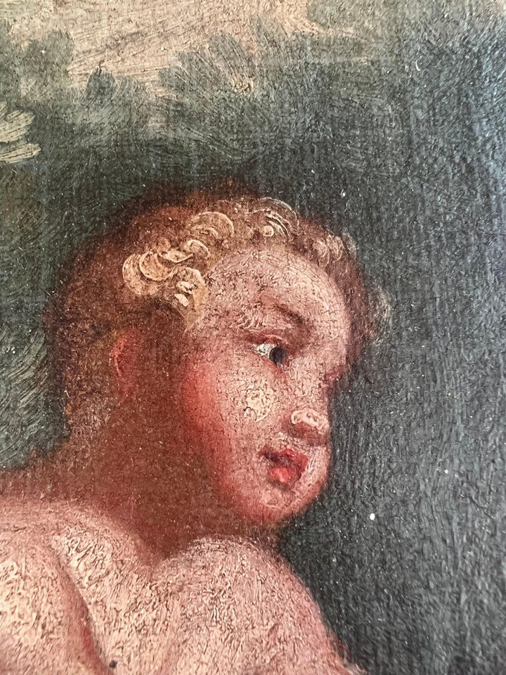 19th C. Italian Oil on Canvas w/ Cherubs