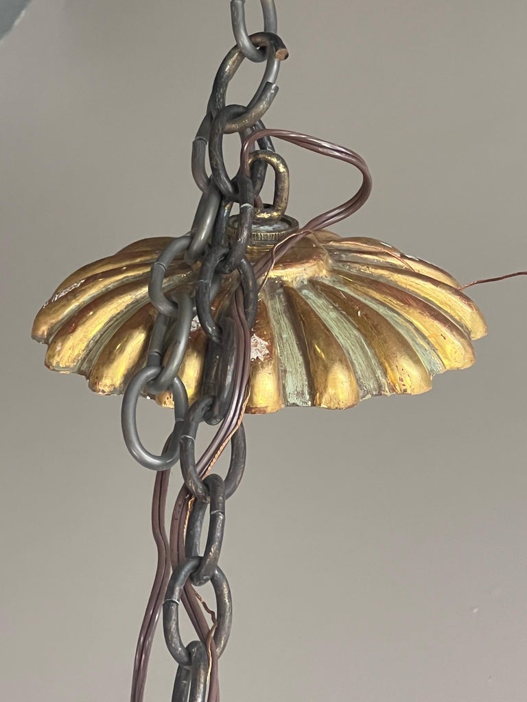 Italian Painted & Parcel Gilt Six Light Chandelier