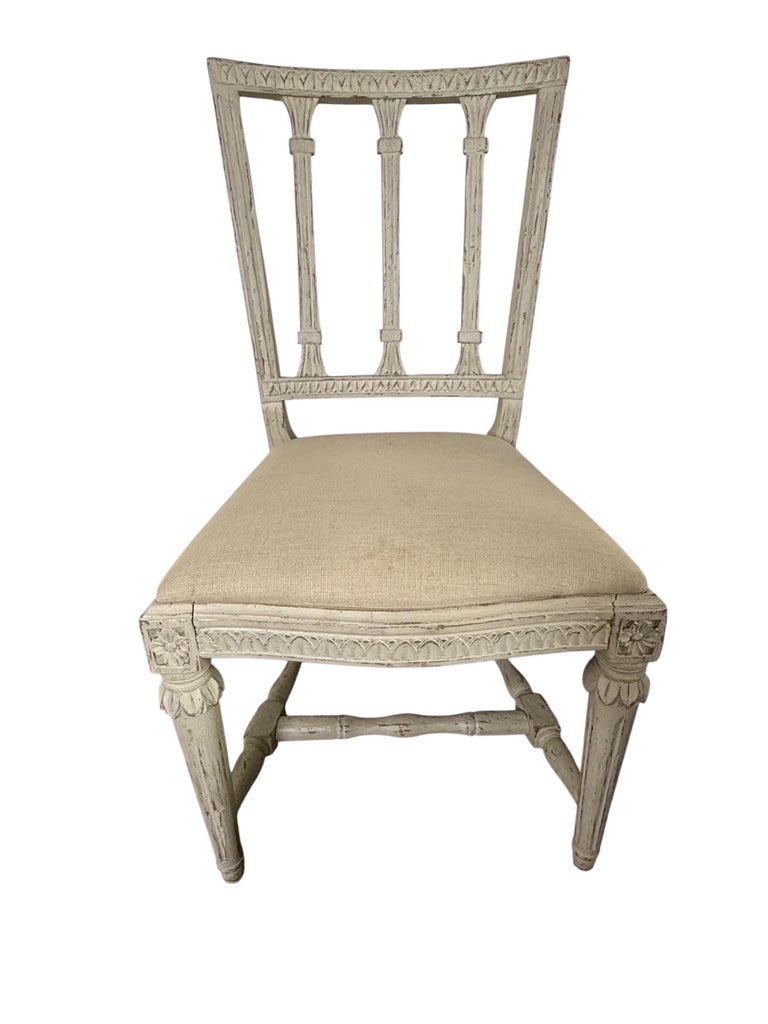 Set of Eight Swedish Gustavian Style Dining Chairs, 19th Century