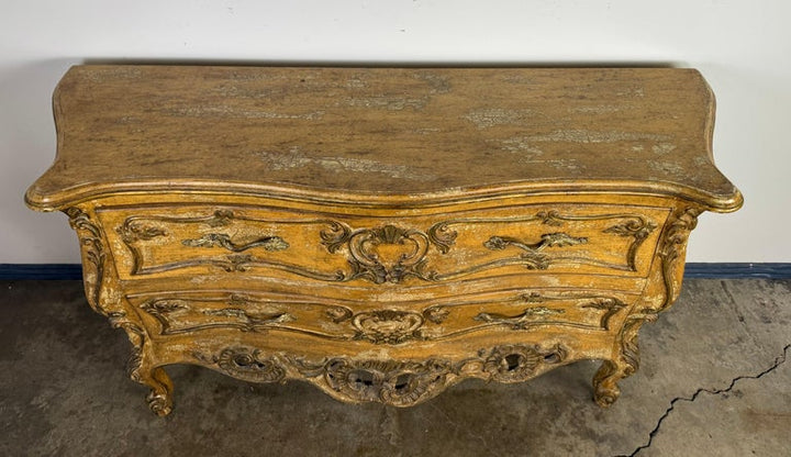 French Rococo Painted and Giltwood Commode