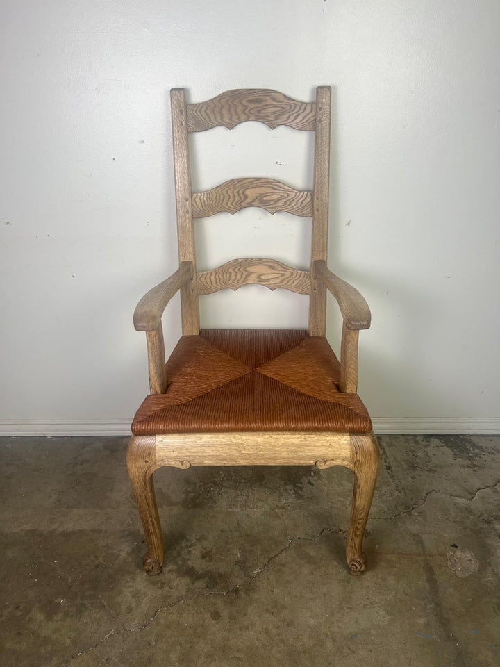 Set of Eight French Country Ladder Back Dining Chairs/ Rush Seats