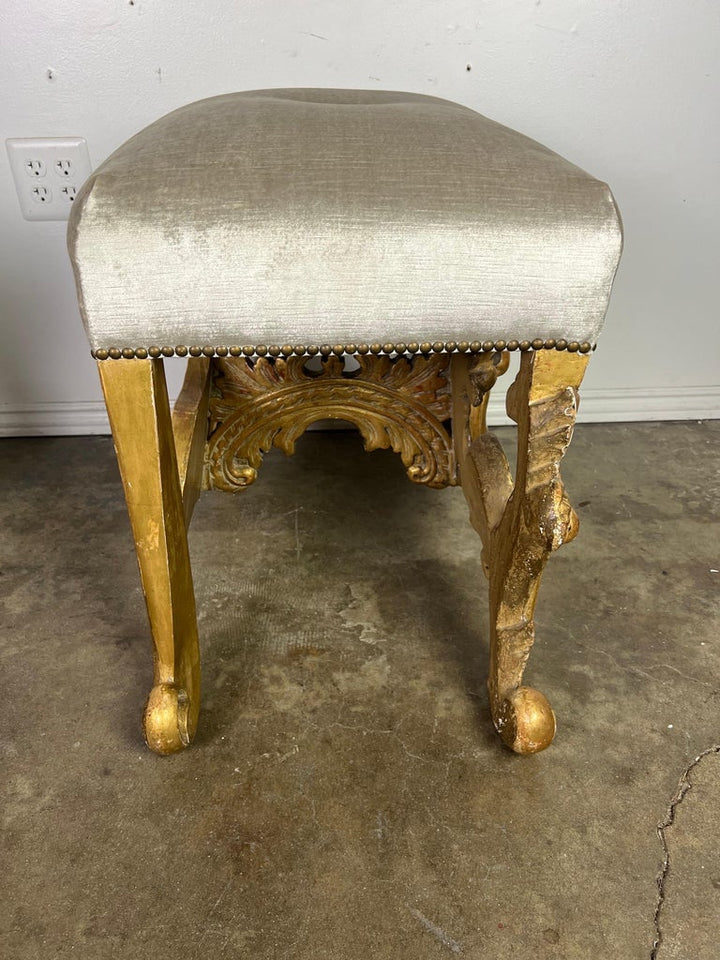 Pair of Italian Baroque Style Gilt Wood Benches C. 1920