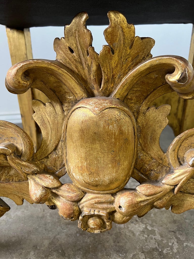 Pair of Italian Baroque Style Gilt Wood Benches C. 1920