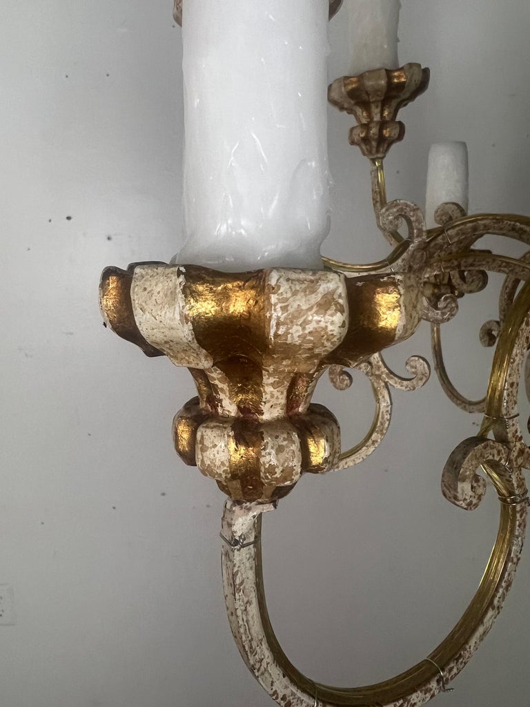 Italian (12) Light Painted & Parcel Gilt Chandelier