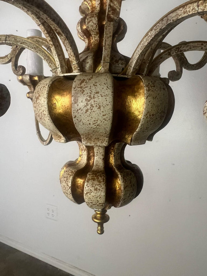 Italian (12) Light Painted & Parcel Gilt Chandelier