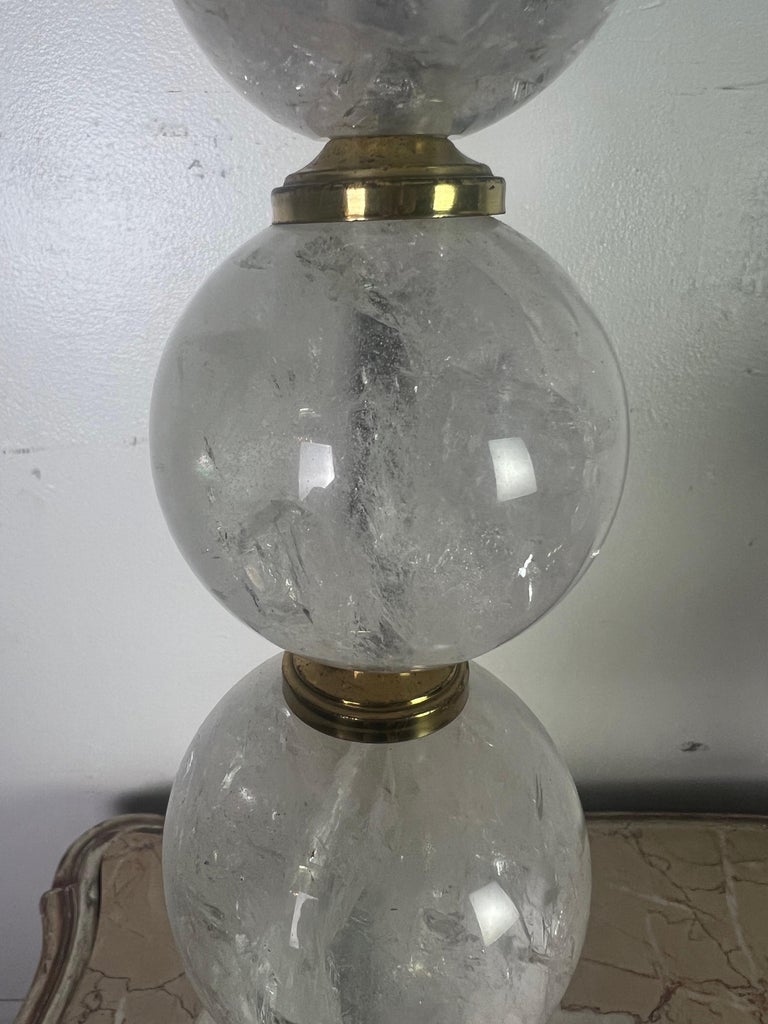 Pair of Rock Crystal Column Lamps w/ Shades