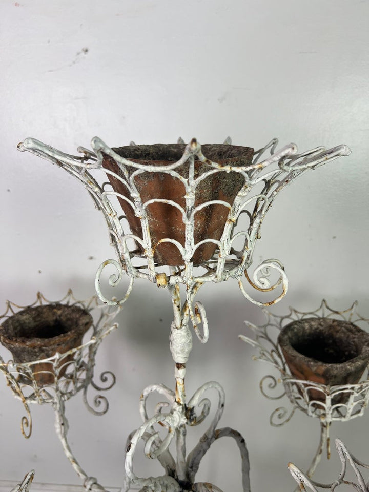 Vintage Painted Wrought Iron Plant Stand