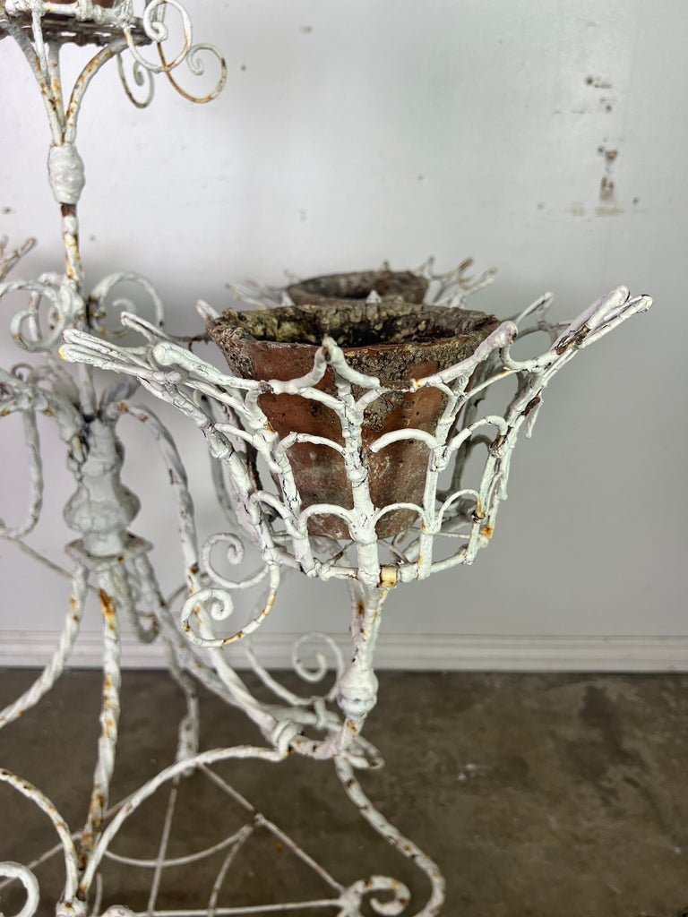 Vintage Painted Wrought Iron Plant Stand