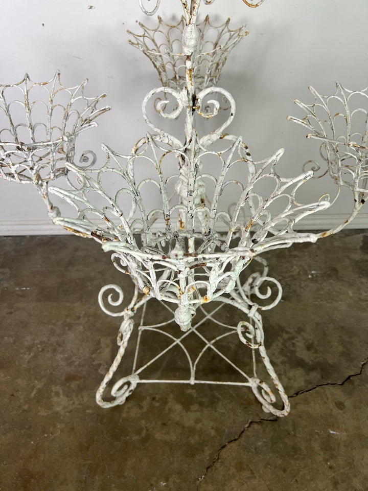 Vintage Painted Wrought Iron Plant Stand