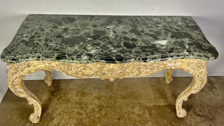 French Carved Louis XV Style Console with Marble Top
