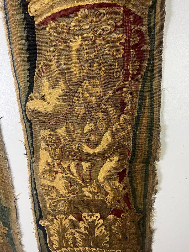 Pair of 18th C. French Tapestry Panels with Cherubs
