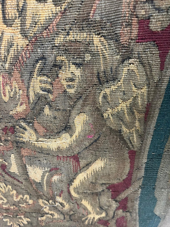Pair of 18th C. French Tapestry Panels with Cherubs