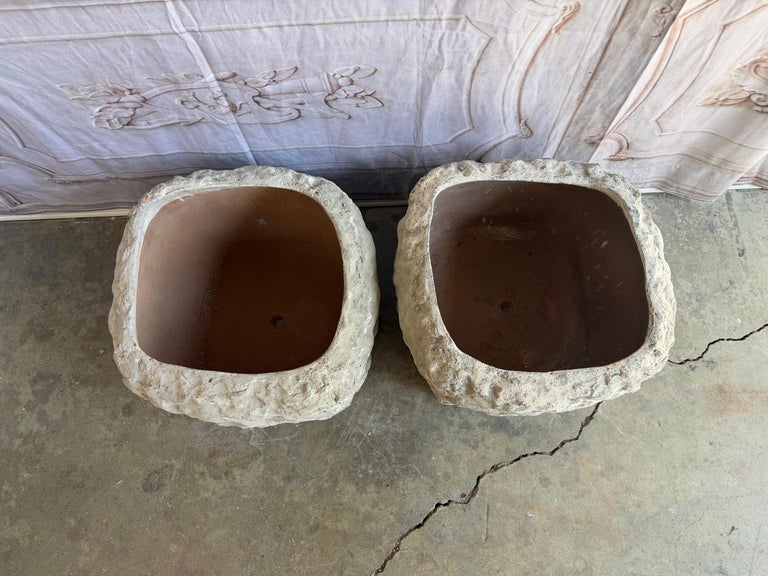 Pair of Rustic Style Terra Cotta Planters with Organic Form