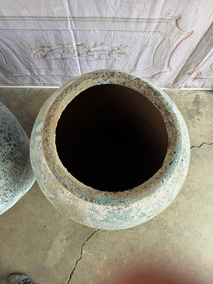 Terra cotta Blue Urns, Garden Elements, Elegant Design