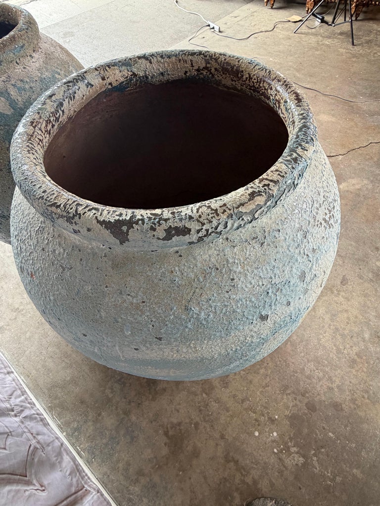 Terra cotta Blue Urns, Garden Elements, Elegant Design