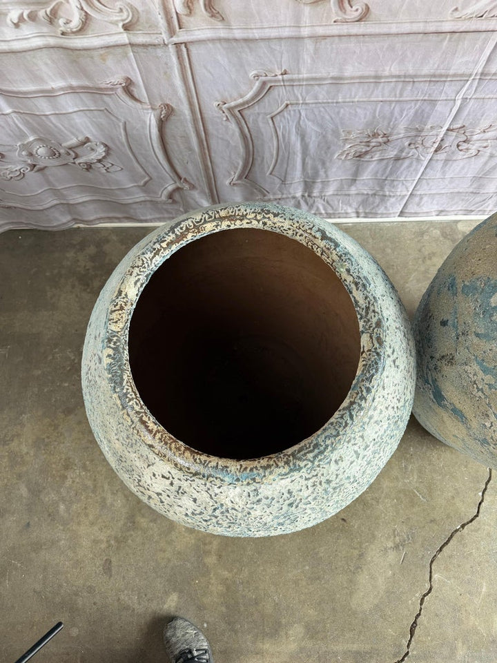 Terra cotta Blue Urns, Garden Elements, Elegant Design