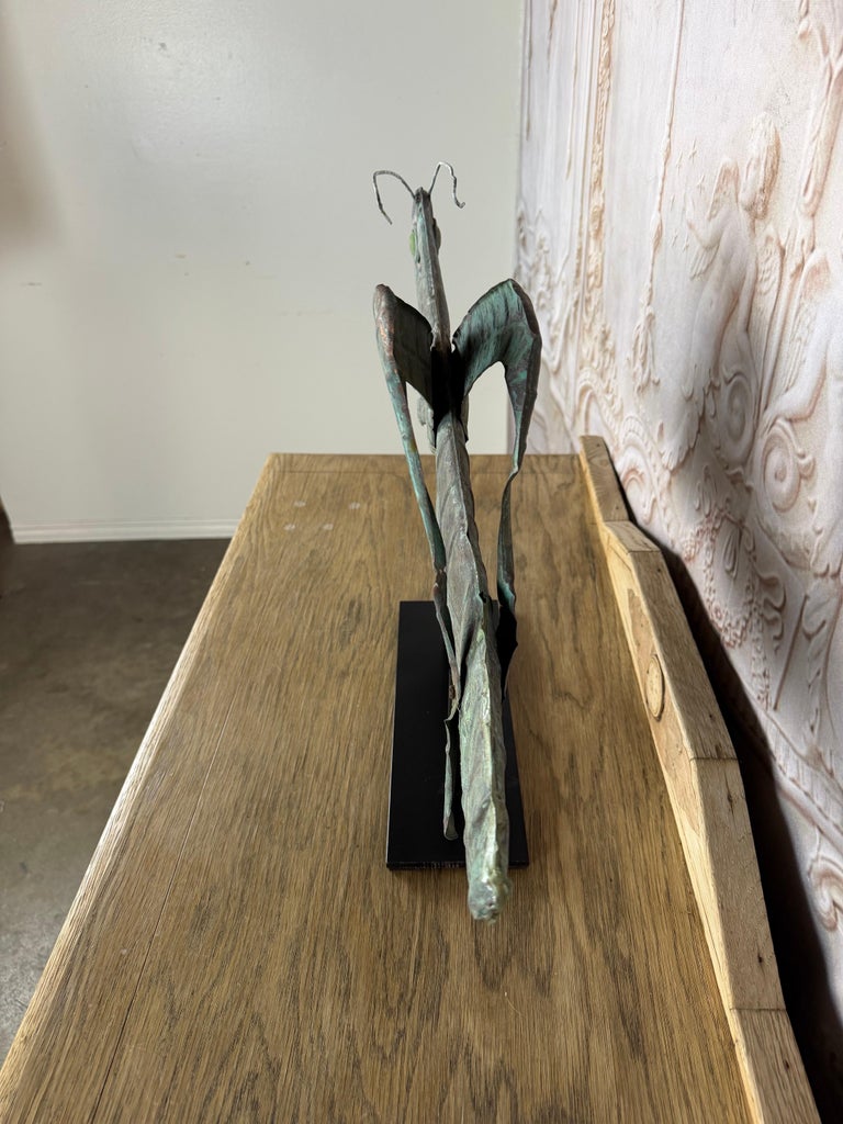 Vintage Verdigris Copper Grasshopper Sculpture