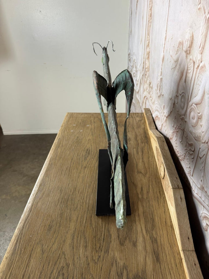 Vintage Verdigris Copper Grasshopper Sculpture