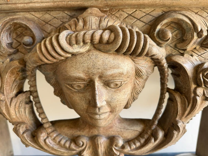 Italian Baroque Revival Carved Wood Console Table