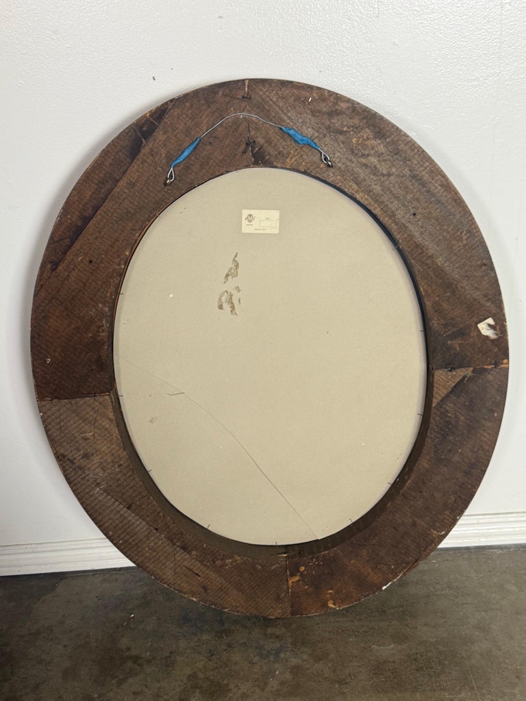 19th Century Italian Oval Mirror in Burnished Silver Leaf and Gold