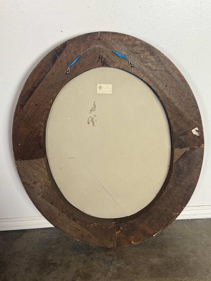 19th Century Italian Oval Mirror in Burnished Silver Leaf and Gold