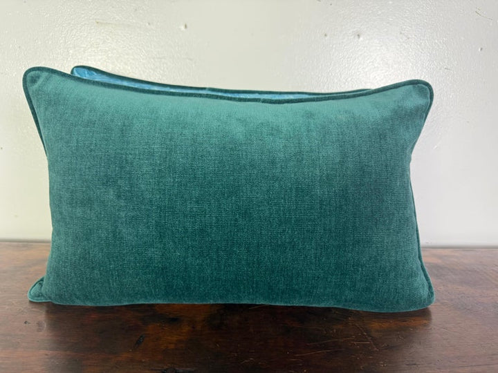 Pair of Teal Fortuny Style Decorative Pillows