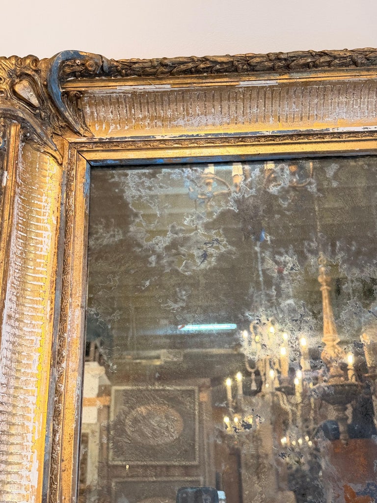 19th Century French Louis Philippe Giltwood Mirror with Original Mercury Glass