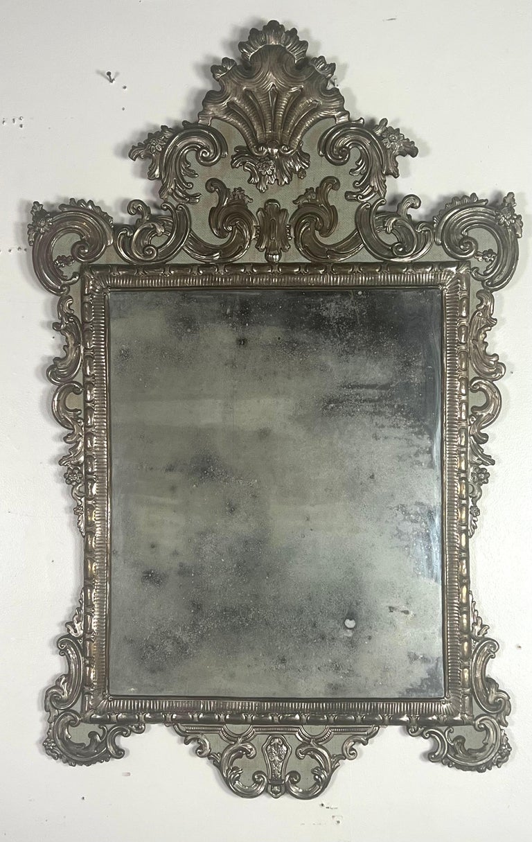 19th Century Italian Metal Repousse Mirror