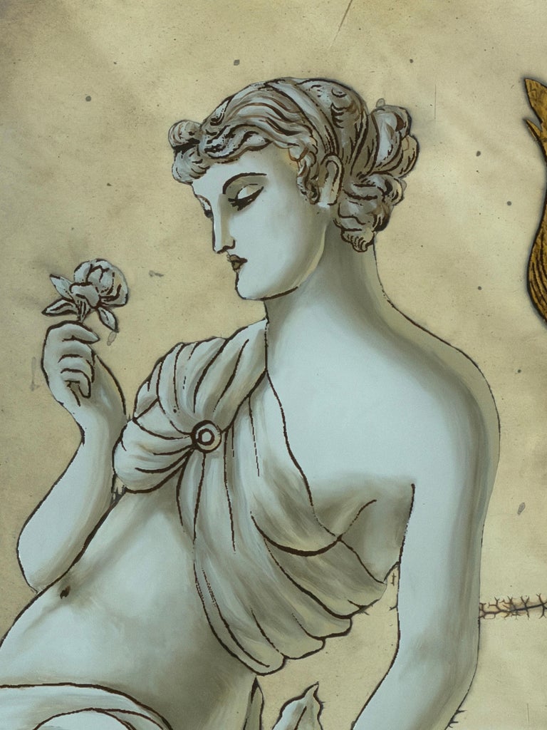 Neoclassical Reverse Painted Mirror Panels, Early 20th Century