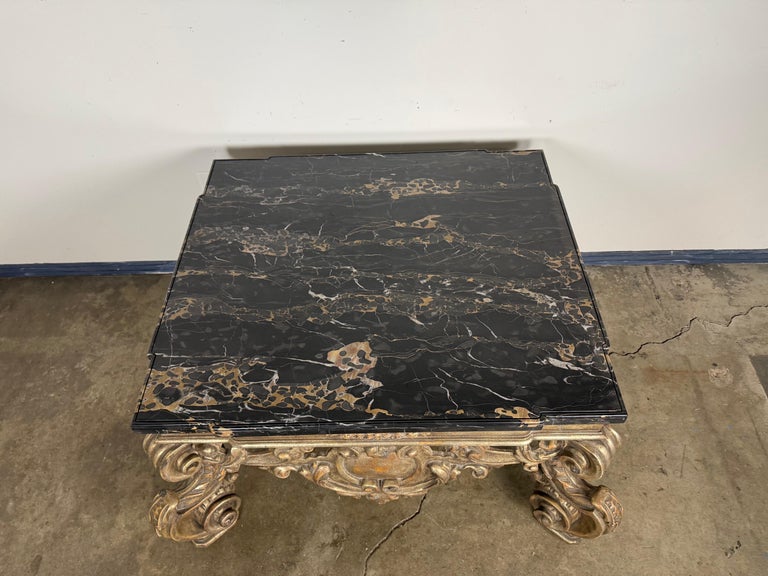 Giltwood and Ebonized Marble Coffee Table by Brustlin Workshop, Los Angeles