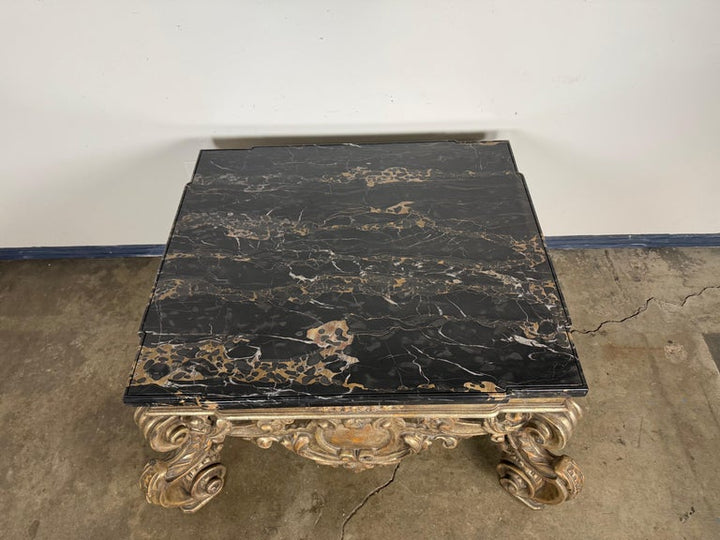Giltwood and Ebonized Marble Coffee Table by Brustlin Workshop, Los Angeles