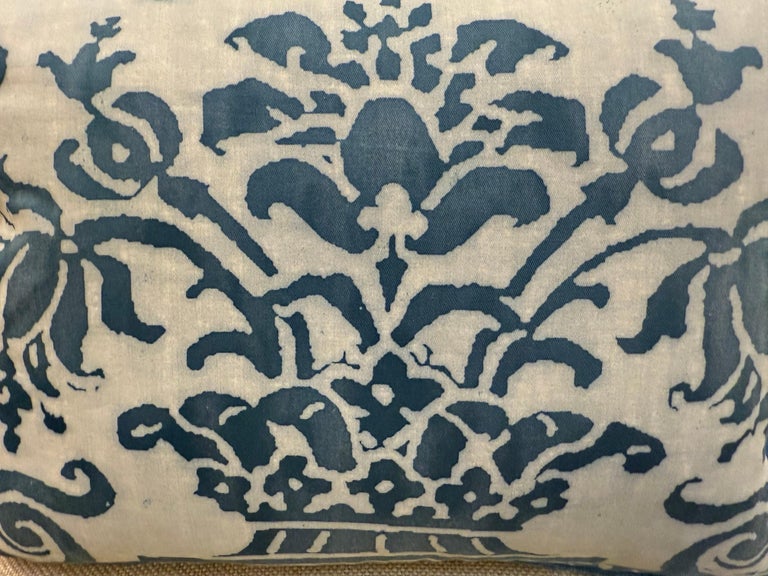 Pair of Authentic Fortuny Venetian Textile Pillows with Velvet Backs