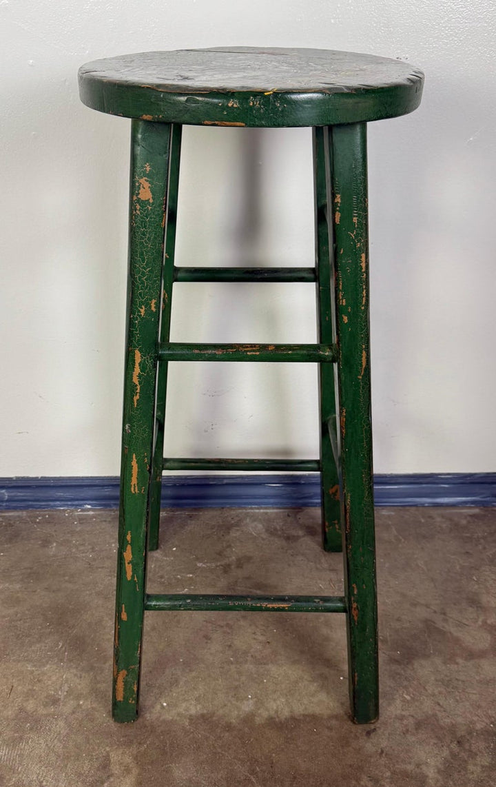 19th C. Hand Painted Bar Stool w/ Rooster