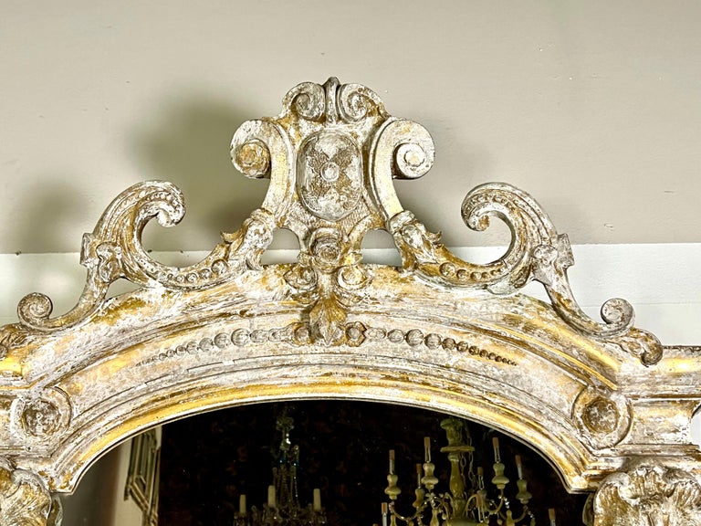 19th-Century French Rococo Style Painted Mirror