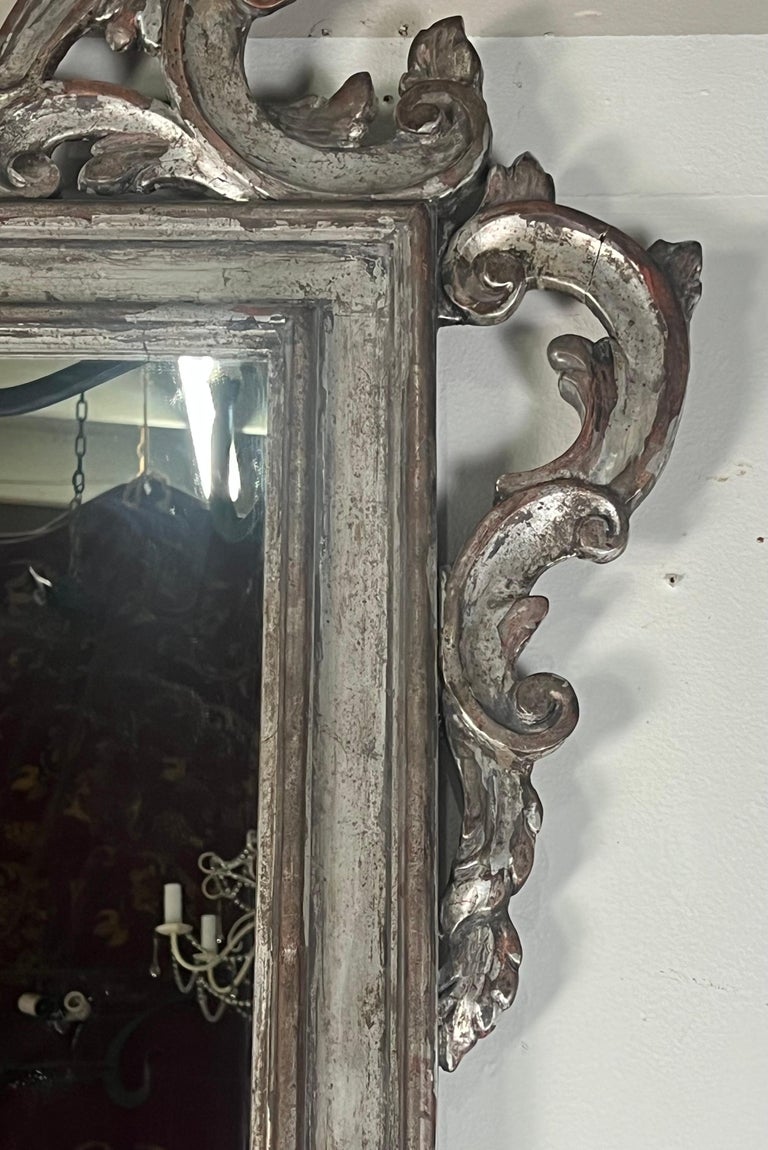 Italian Rococo Style Silver Gilt Mirror C. 1930's