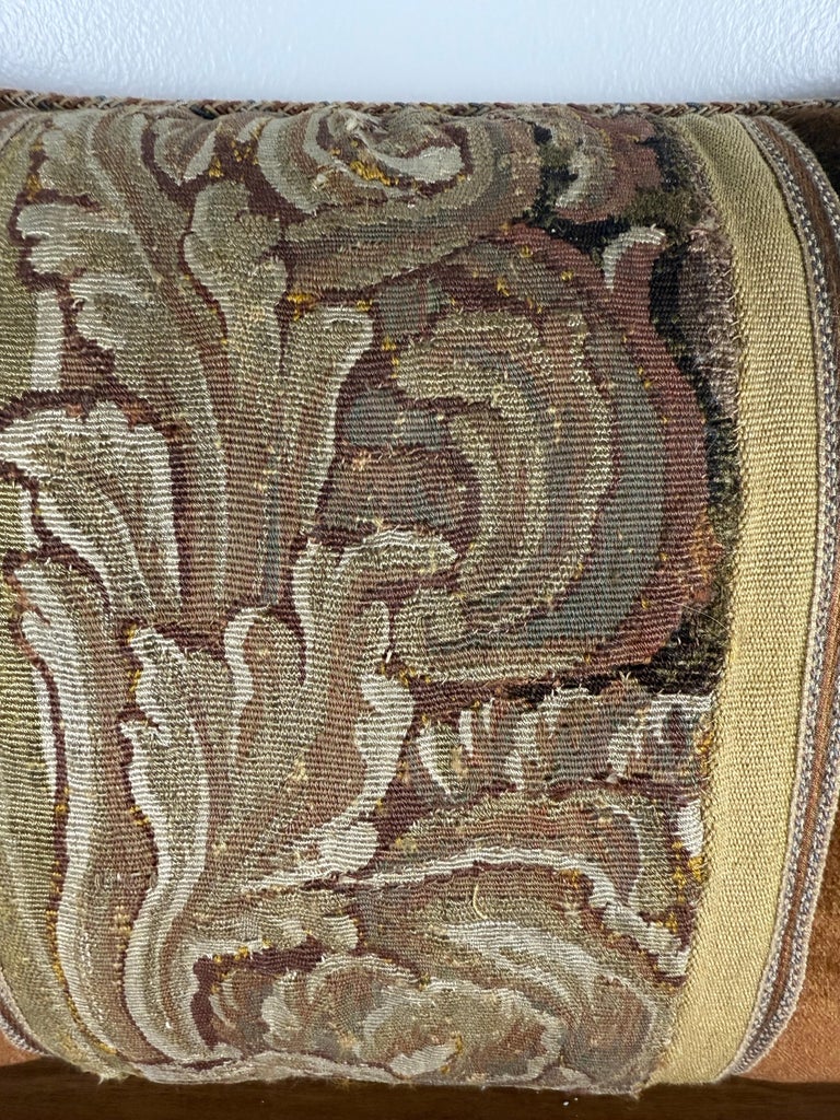 Late 18th Century Tapestry Pillow with Contemporary Velvet and Trim