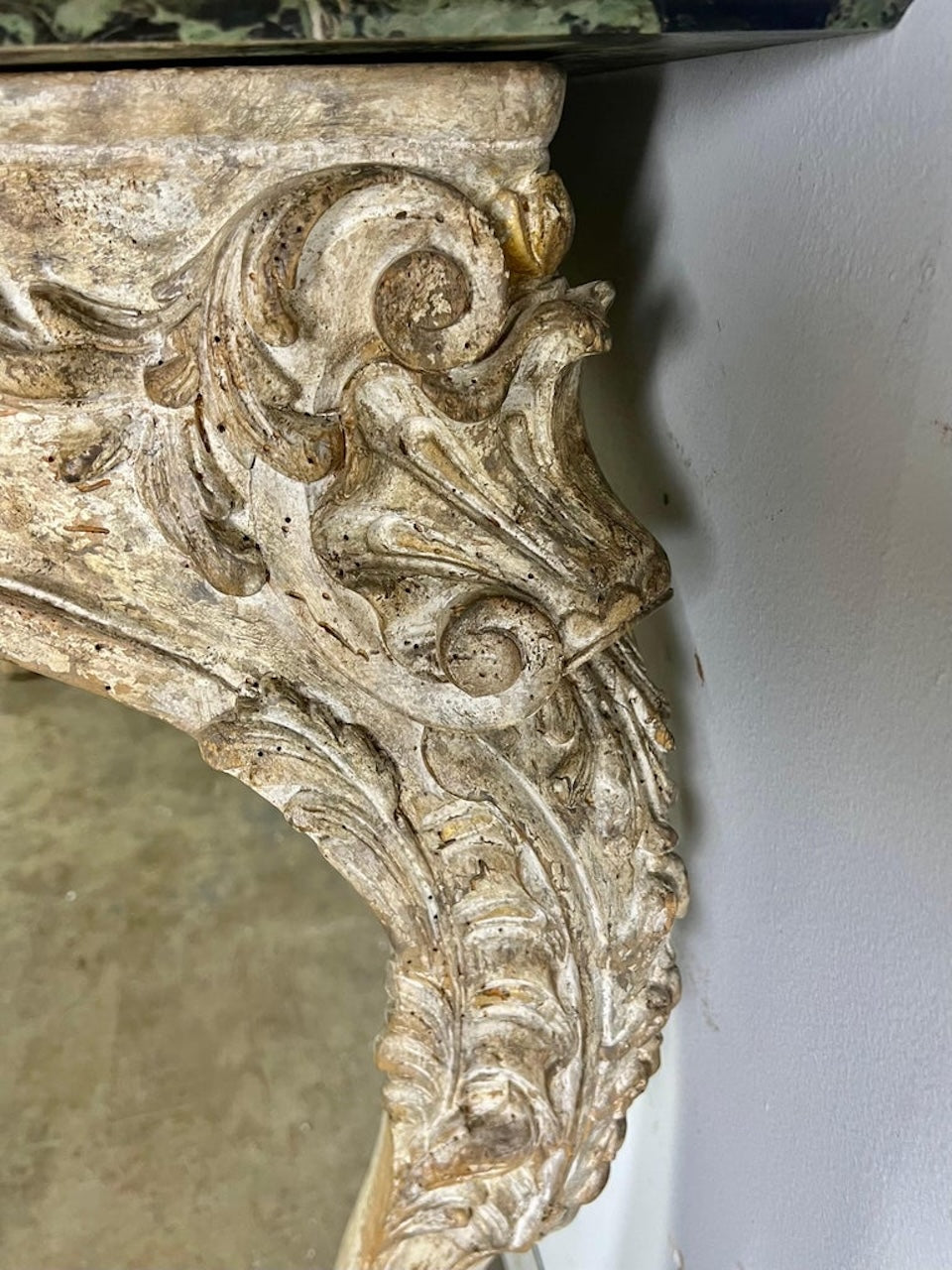 French Carved Louis XV Style Console with Marble Top