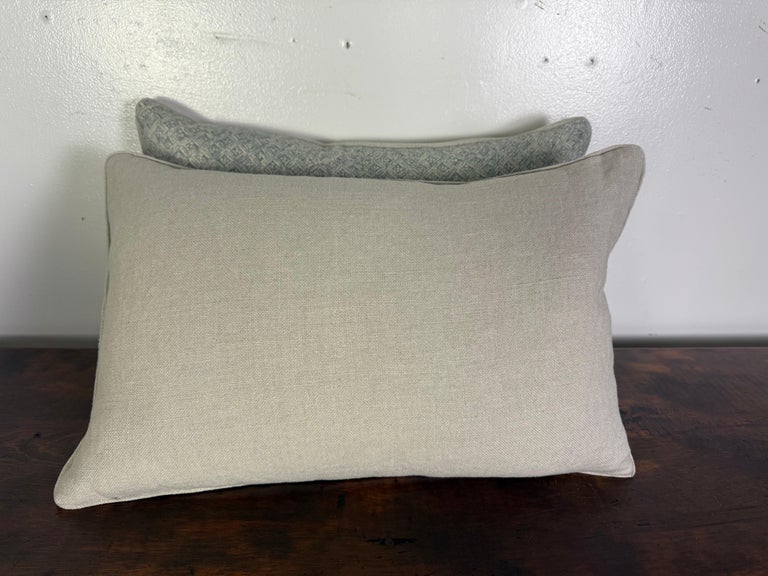 Pair of Contemporary Printed Linen Pillows with Belgian Linen Backs