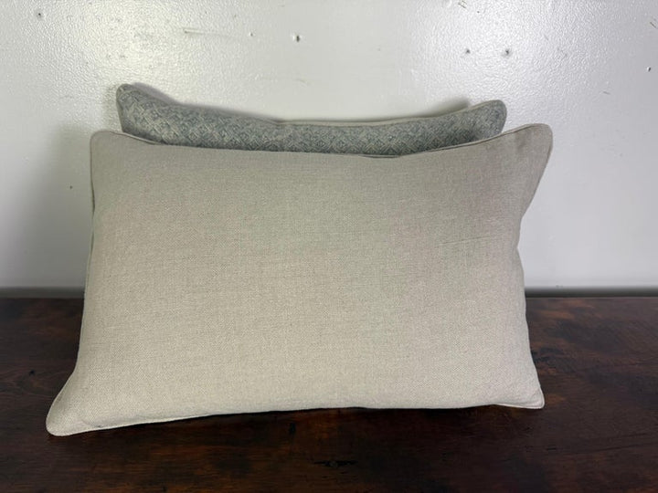 Pair of Contemporary Printed Linen Pillows with Belgian Linen Backs