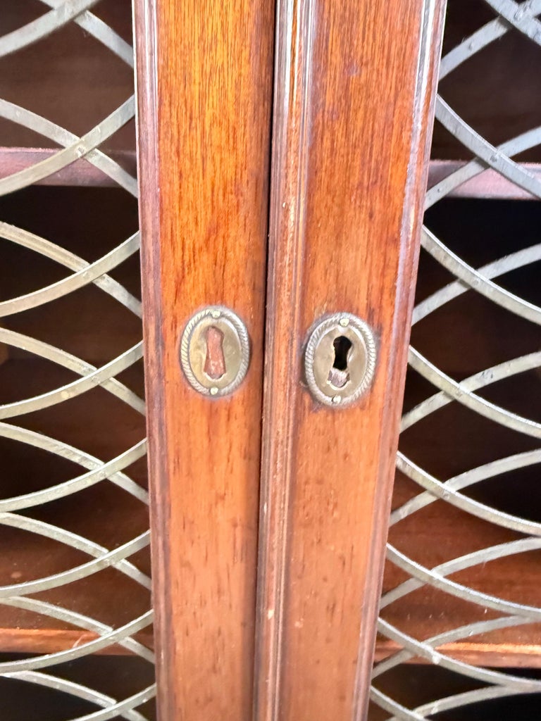Pair of English Regency–Style Mahogany Bookcases with Brass Detailing