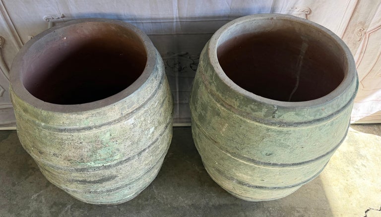 Mediterranean Barrel Olive Jars, Patinated Terracotta