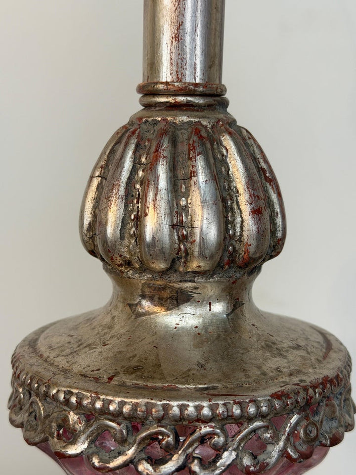Pair of Murano Pink Bullicante Glass Table Lamps - Barovier &amp; Toso Style