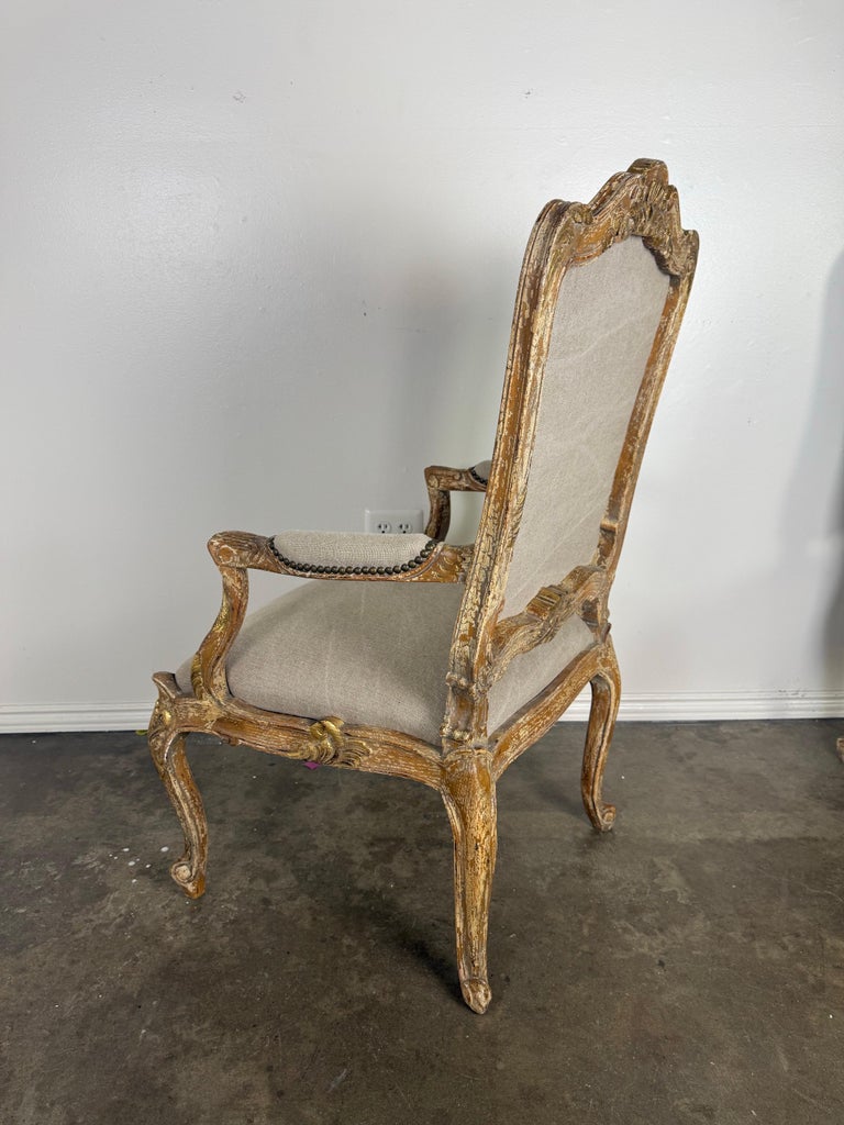 Set of Eight 18th-Century Style French Louis XV Carved & Giltwood Dining Chairs