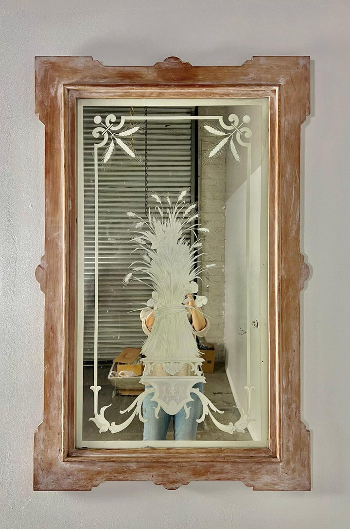 19th Century French Etched Glass Mirror