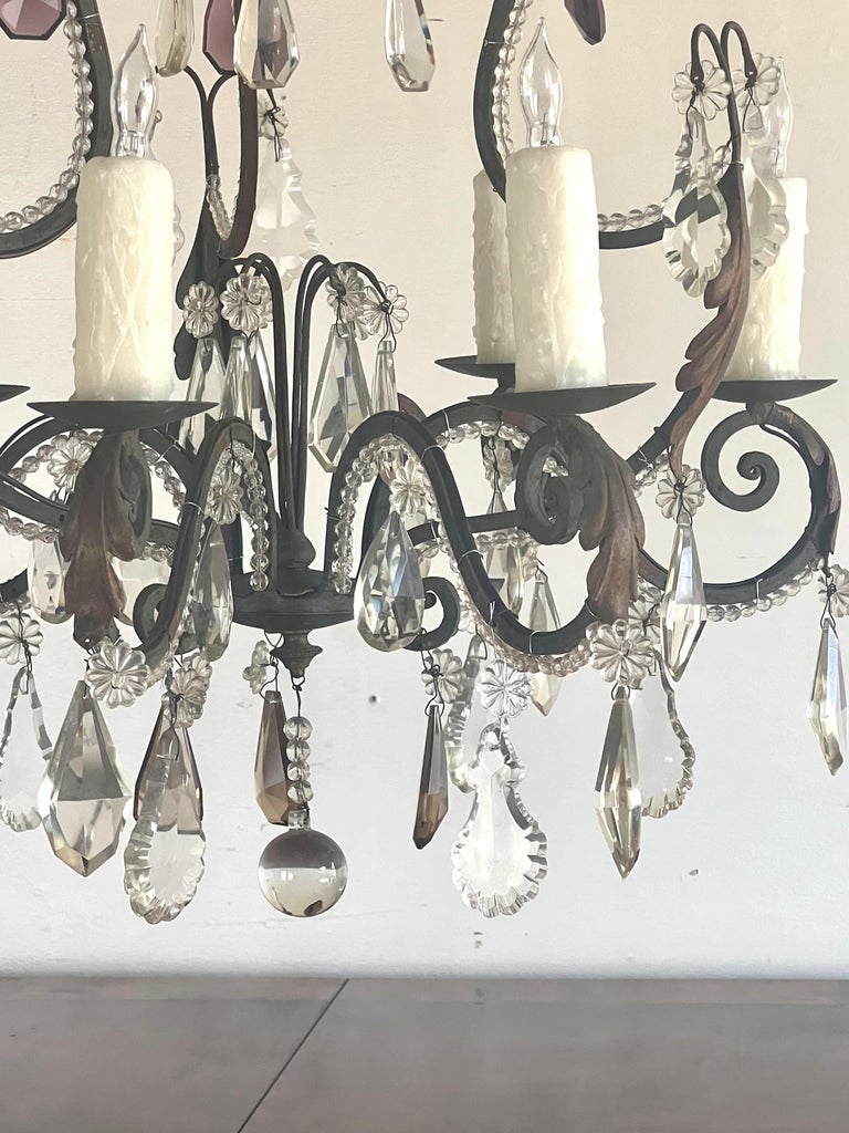 French Crystal Beaded Chandelier C. 1900's