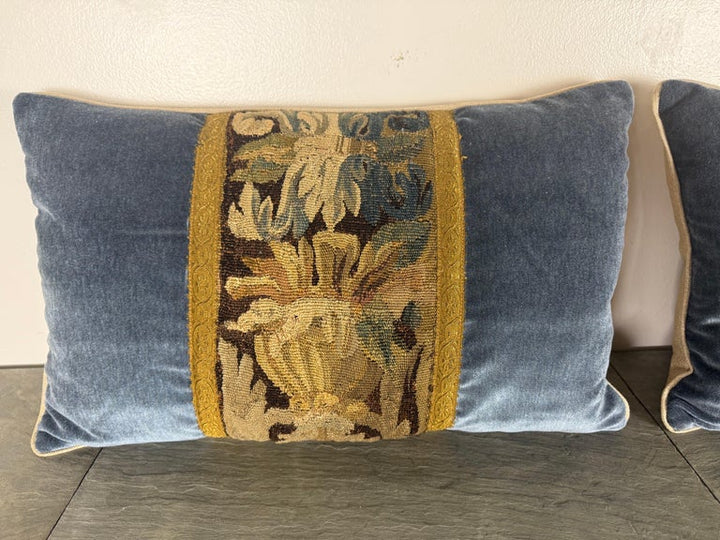 Pair of Pillows with 18th Century French Tapestry Panels by Melissa Levinson